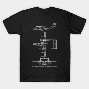 OV-10 Bronco American Plane Blueprint Gift T-Shirt